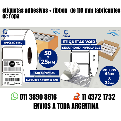 etiquetas adhesivas ribbon de 110 mm fabricantes de ropa
