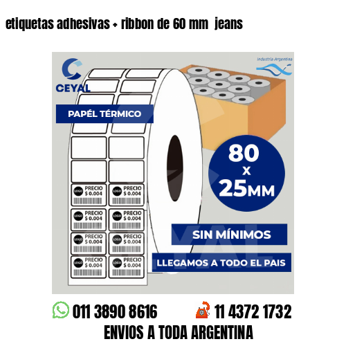 etiquetas adhesivas   ribbon de 60 mm  jeans