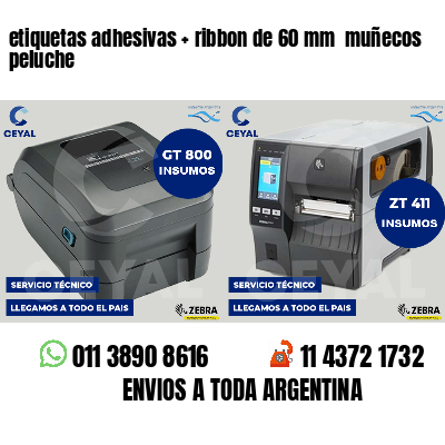 etiquetas adhesivas ribbon de 60 mm muñecos peluche