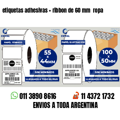 etiquetas adhesivas ribbon de 60 mm ropa