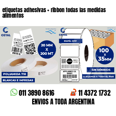 etiquetas adhesivas ribbon todas las medidas alimentos
