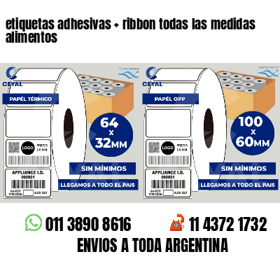 etiquetas adhesivas ribbon todas las medidas alimentos