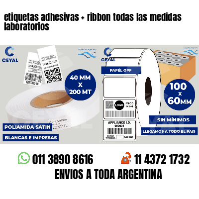 etiquetas adhesivas ribbon todas las medidas laboratorios