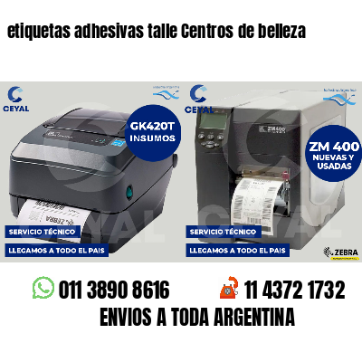 etiquetas adhesivas talle Centros de belleza