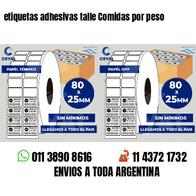 etiquetas adhesivas talle Comidas por peso