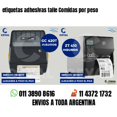 etiquetas adhesivas talle Comidas por peso