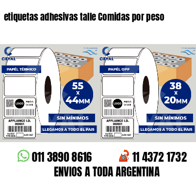 etiquetas adhesivas talle Comidas por peso