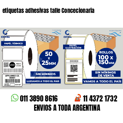 etiquetas adhesivas talle Concecionaria