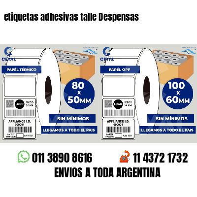 etiquetas adhesivas talle Despensas