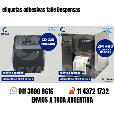 etiquetas adhesivas talle Despensas