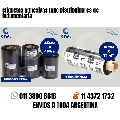 etiquetas adhesivas talle Distribuidores de indumentaria