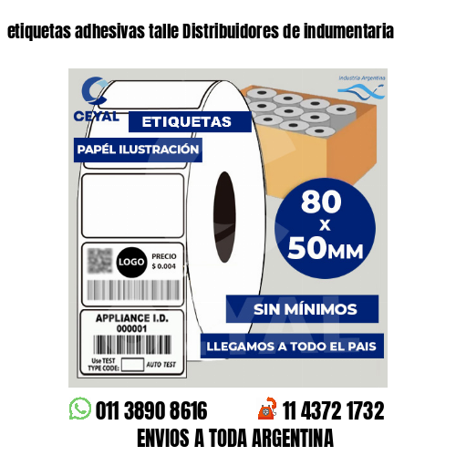 etiquetas adhesivas talle Distribuidores de indumentaria