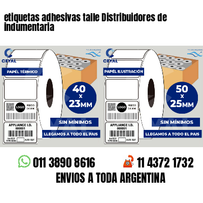 etiquetas adhesivas talle Distribuidores de indumentaria