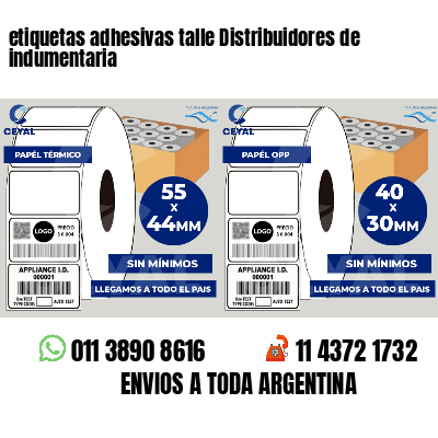 etiquetas adhesivas talle Distribuidores de indumentaria