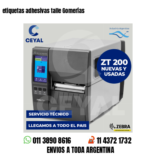 etiquetas adhesivas talle Gomerías