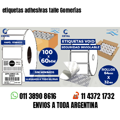 etiquetas adhesivas talle Gomerías
