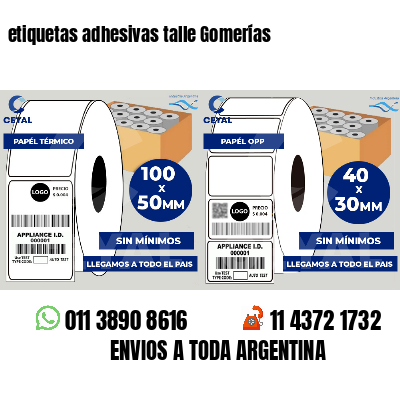 etiquetas adhesivas talle Gomerías