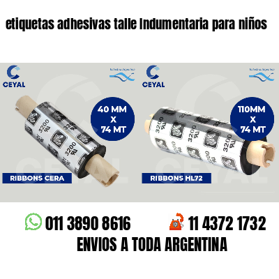 etiquetas adhesivas talle Indumentaria para niños