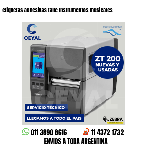 etiquetas adhesivas talle Instrumentos musicales