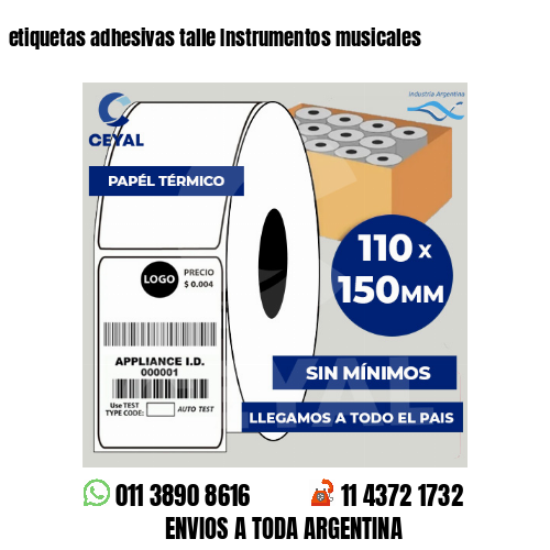 etiquetas adhesivas talle Instrumentos musicales
