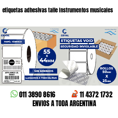 etiquetas adhesivas talle Instrumentos musicales