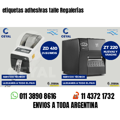 etiquetas adhesivas talle Regalerías