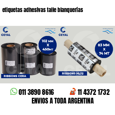 etiquetas adhesivas talle blanquerías