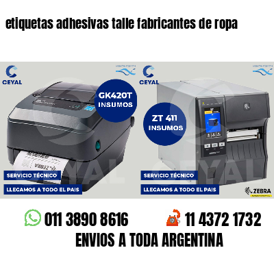 etiquetas adhesivas talle fabricantes de ropa