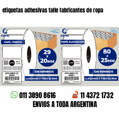 etiquetas adhesivas talle fabricantes de ropa