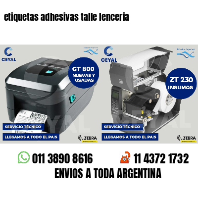 etiquetas adhesivas talle lenceria