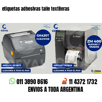 etiquetas adhesivas talle textileras