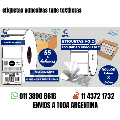 etiquetas adhesivas talle textileras