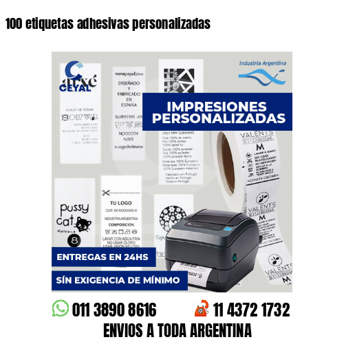 100 etiquetas adhesivas personalizadas