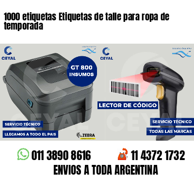 1000 etiquetas Etiquetas de talle para ropa de temporada