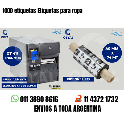 1000 etiquetas Etiquetas para ropa