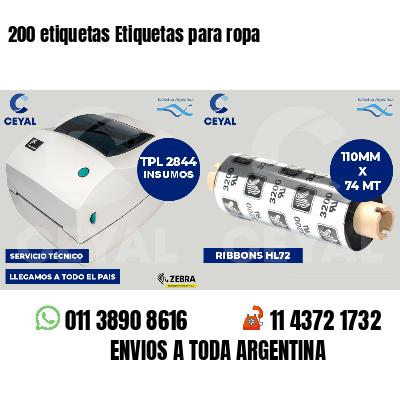200 etiquetas Etiquetas para ropa