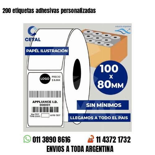 200 etiquetas adhesivas personalizadas