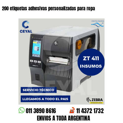 200 etiquetas adhesivas personalizadas para ropa