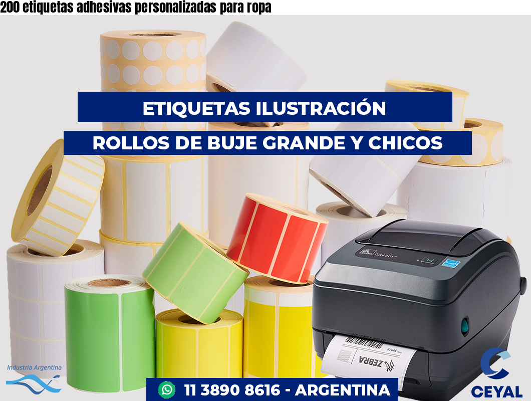 200 etiquetas adhesivas personalizadas para ropa