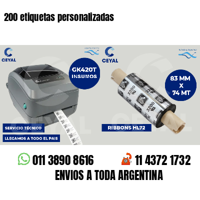 200 etiquetas personalizadas