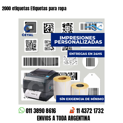 2000 etiquetas Etiquetas para ropa