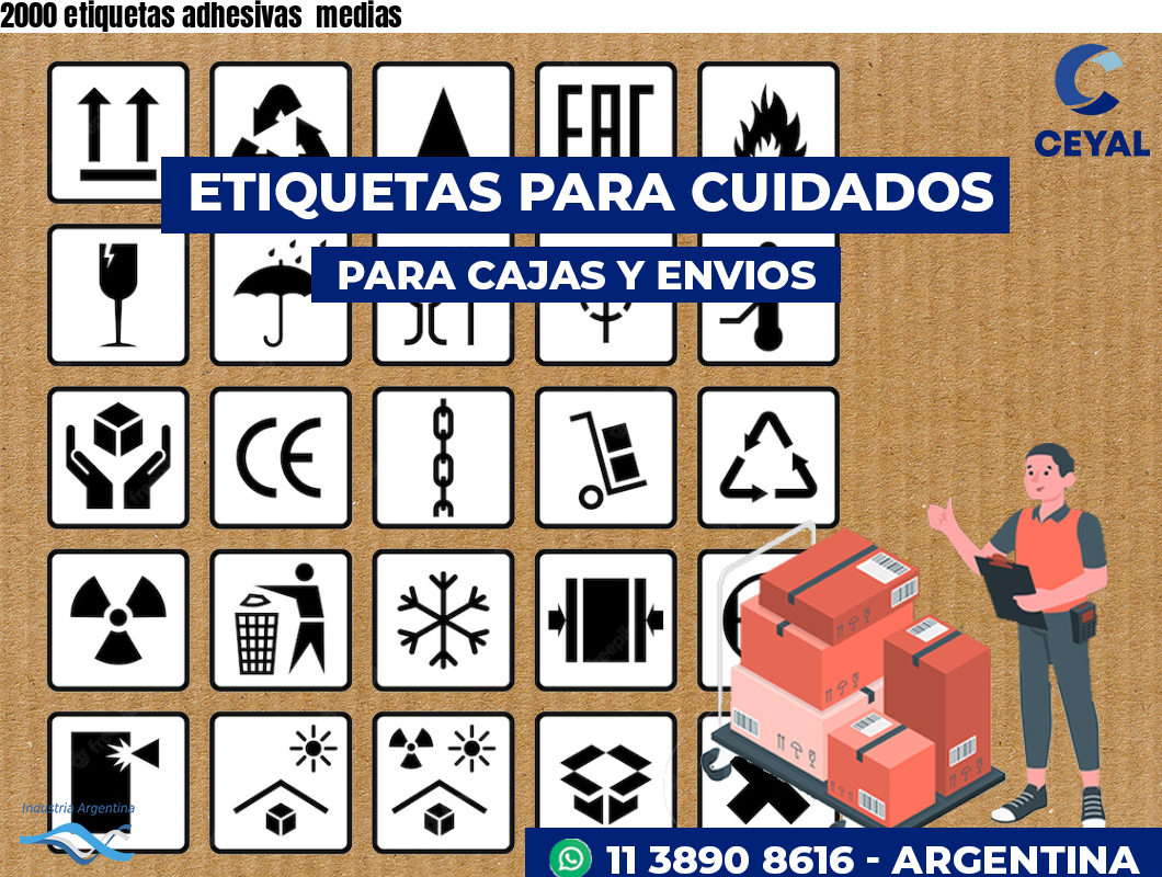 2000 etiquetas adhesivas  medias