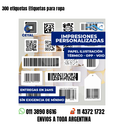 300 etiquetas Etiquetas para ropa