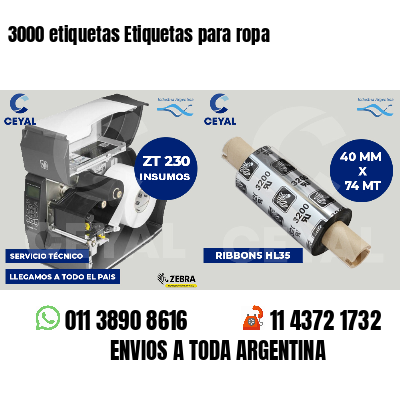 3000 etiquetas Etiquetas para ropa