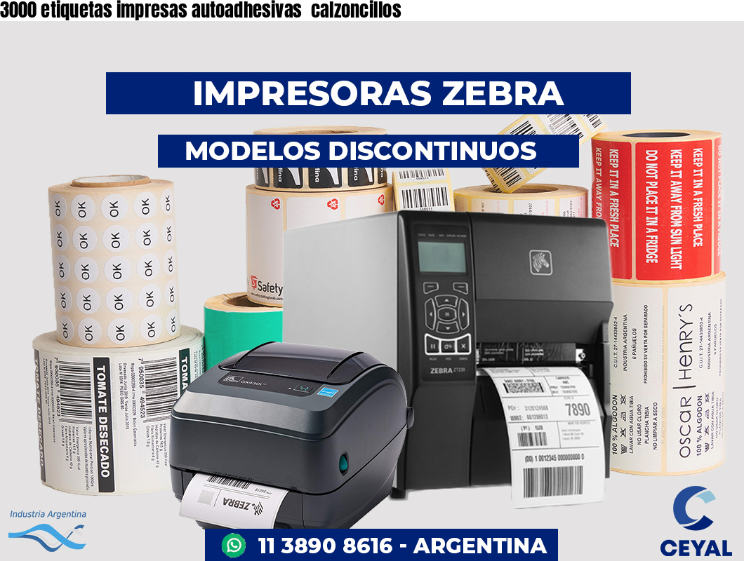 3000 etiquetas impresas autoadhesivas calzoncillos