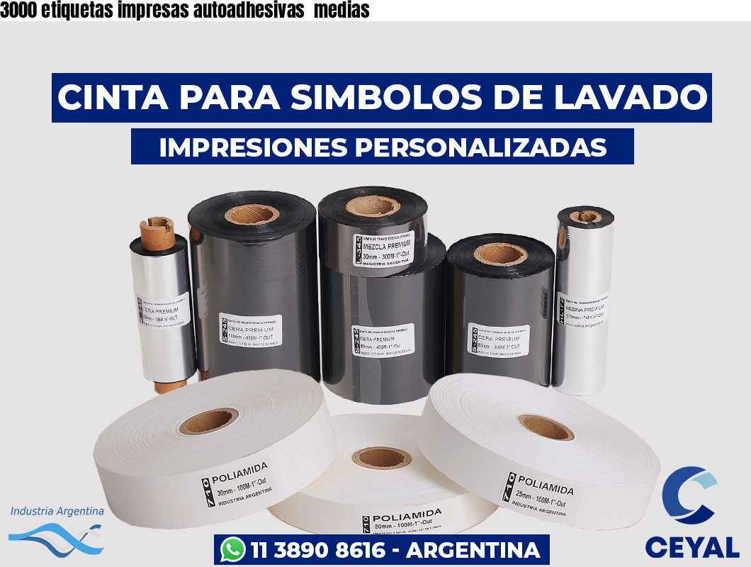 3000 etiquetas impresas autoadhesivas  medias