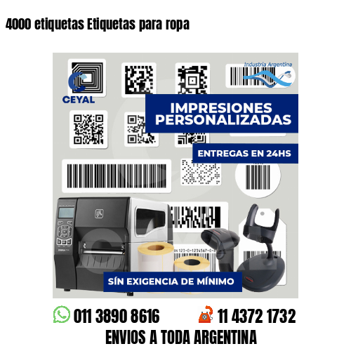 4000 etiquetas Etiquetas para ropa