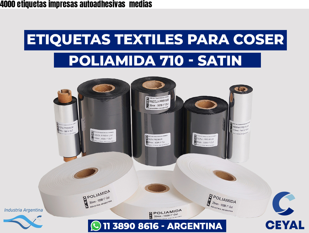 4000 etiquetas impresas autoadhesivas  medias