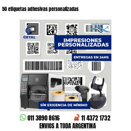 50 etiquetas adhesivas personalizadas