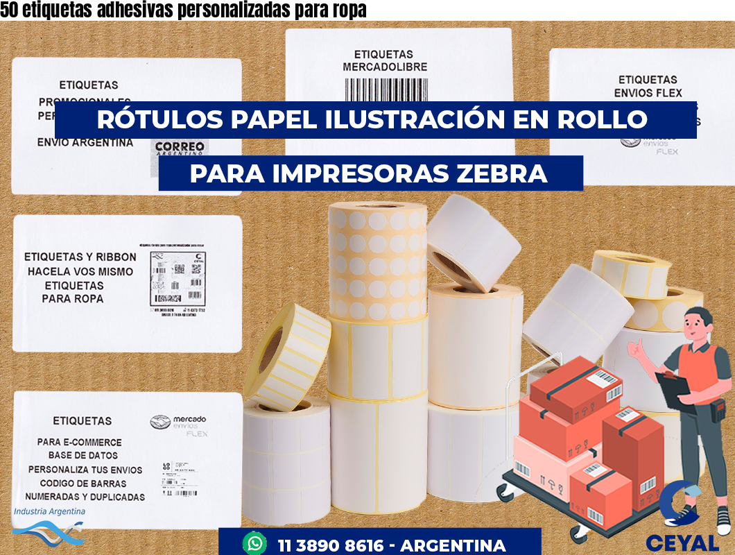 50 etiquetas adhesivas personalizadas para ropa
